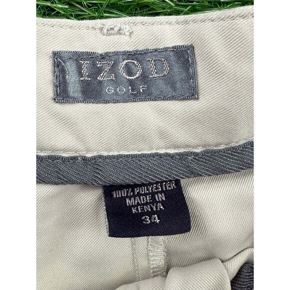 Izod Golf Men’s Pleated Shorts Khaki Tan Size 34 Classic Fit Performance sport - Picture 2 of 7